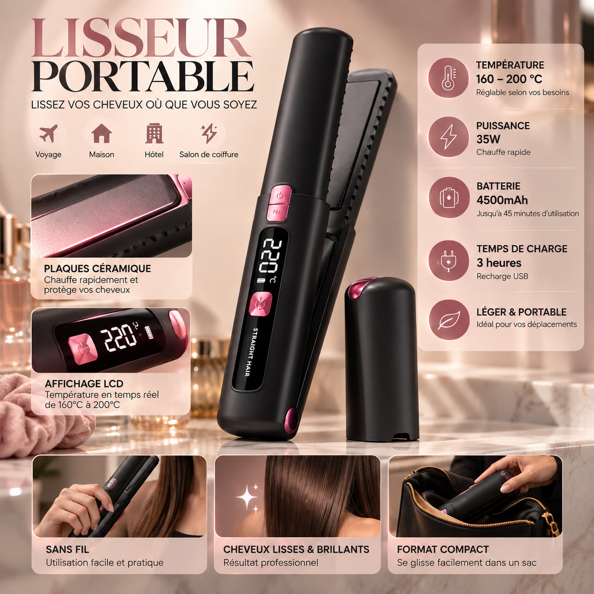 Mini lisseur portable - VOYANA